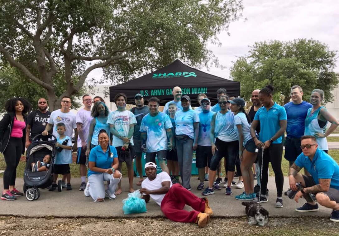 U.S. Marine Corps Forces, South personnel joined U.S. Southern Command in a 5K to show support in the Sexual Harassment/Assault Response and Prevention Color Run at Doral Central Park, April 20, 2019.