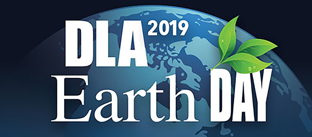 DLA Earth Day 2019 logo with globe and leaves.