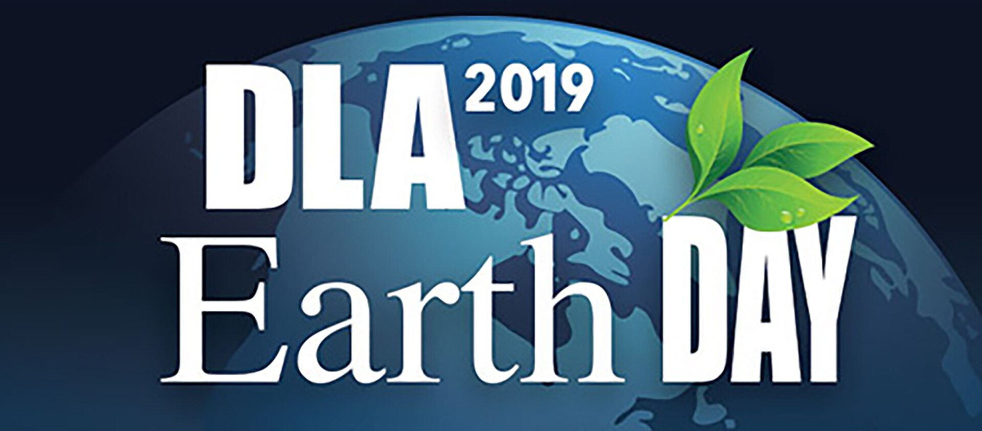 DLA Earth Day 2019 logo with globe and leaves.