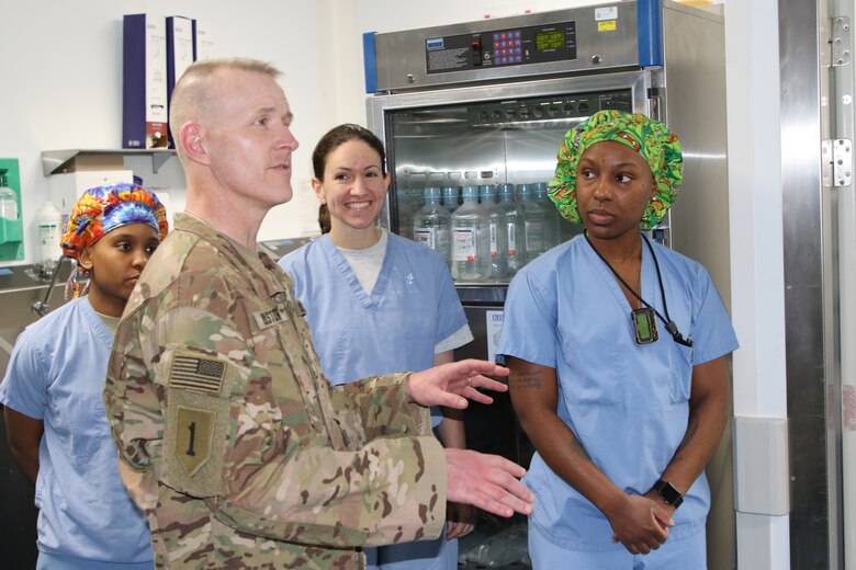 Command Sergeant Major Brad Houston connects with the Emergency Room Professionals at the Craig Joint Theater Hospital in Bagram, Afghanistan.