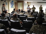 SOCSOUTH service members discuss past operations with the Brazilian Army 1st Psychological Operations Battalion during a subject matter expert exchange held in Goiânia, Brazil, April 15-19, 2019.