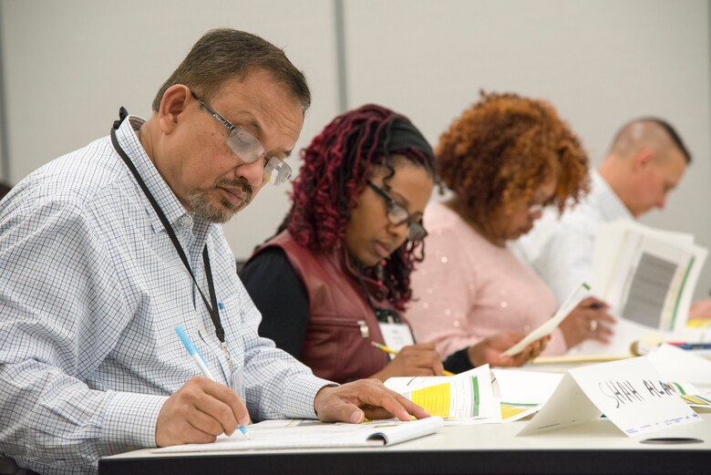 Members of Huntsville Center participate in refresher training March 28, 2019, on the topic of Energy Savings Performance Contracting during a three-day class for which members of the Department of Energy visited Huntsville Center to lead the training in Huntsville, Alabama.