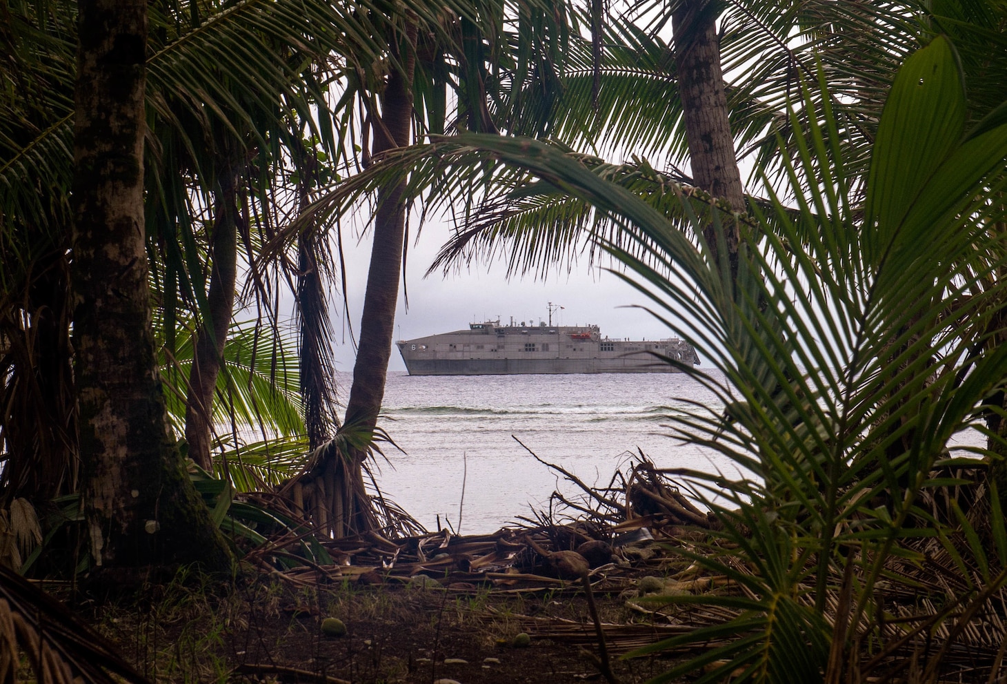190401-N-OI558-1080 ONEOP, Federated States of Micronesia (April 1, 2019) Military Sealift Command expeditionary fast transport ship USNS Brunswick (T-EPF 6) transits the Pacific Ocean during Pacific Partnership 2019.  Pacific Partnership, now in its 14th iteration, is the largest annual multinational humanitarian assistance and disaster relief preparedness mission conducted in the Indo-Pacific. Each year, the mission team works collectively with host and partner nations to enhance regional interoperability and disaster response capabilities, increase stability and security in the region, and foster new and enduring friendships in the Indo-Pacific.