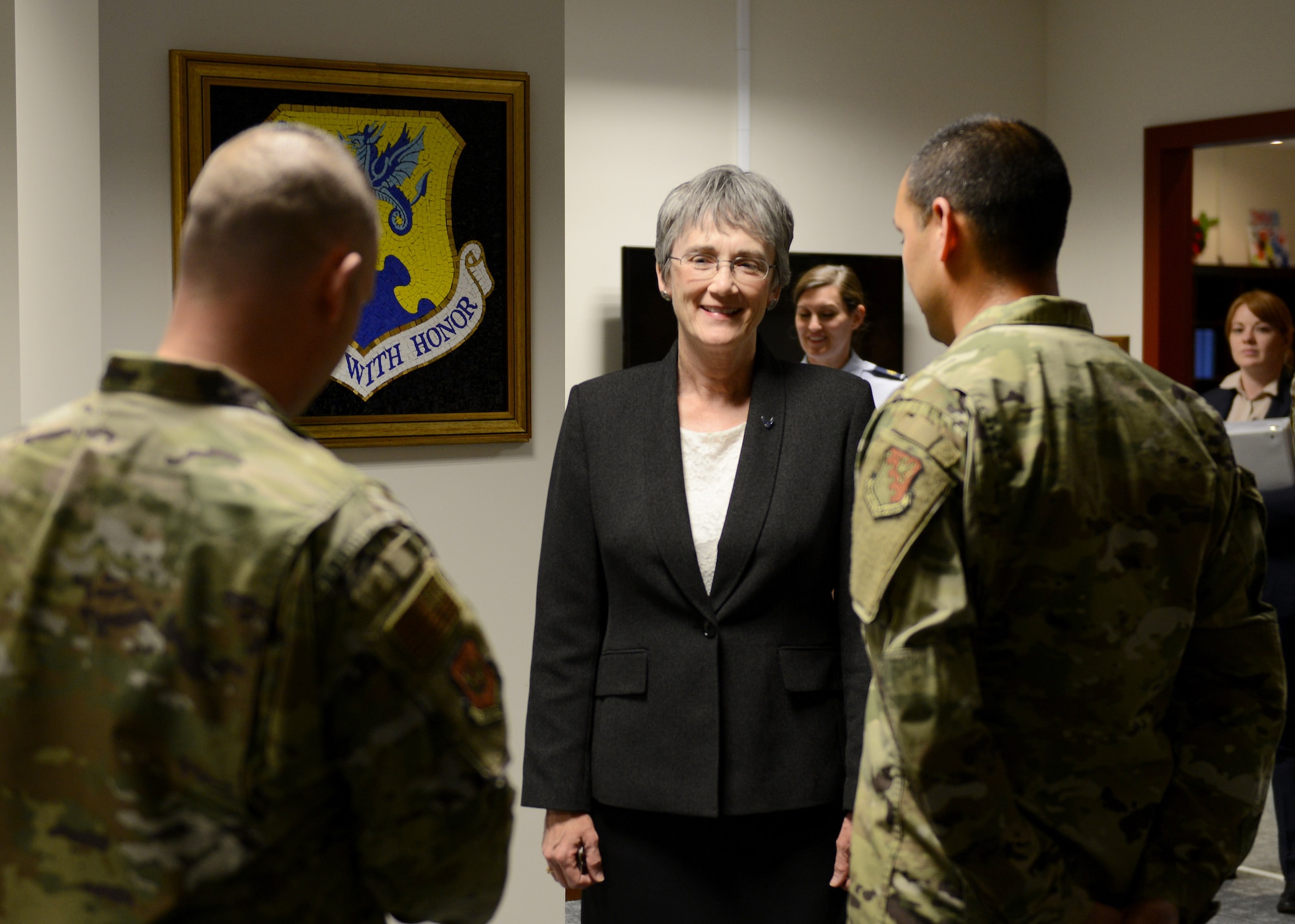 Secretary of the Air Force Heather Wilson visited with Wyvern Warriors at Aviano Air Base, Italy on April 24.