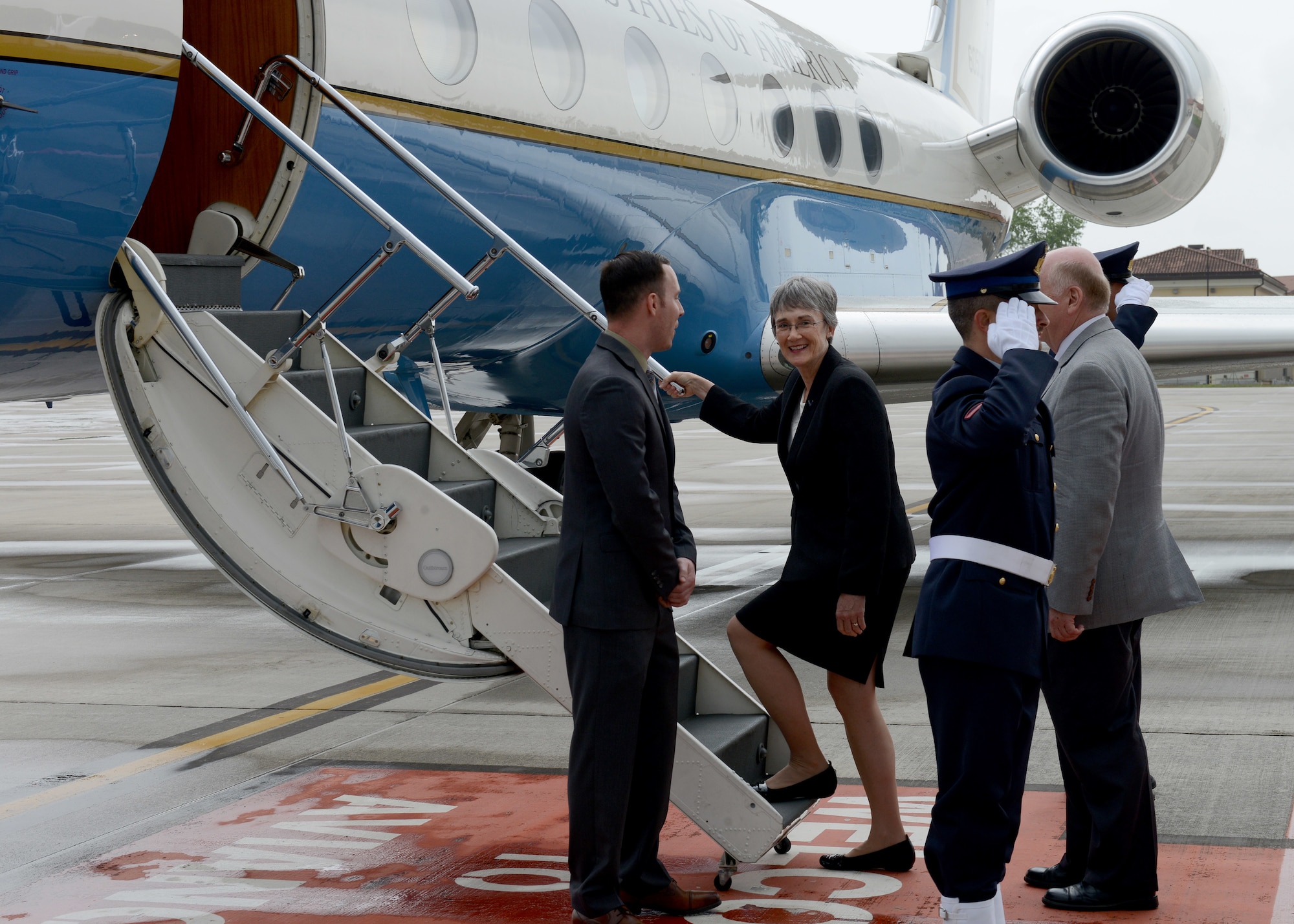 Secretary of the Air Force Heather Wilson visited with Wyvern Warriors at Aviano Air Base, Italy on April 24.