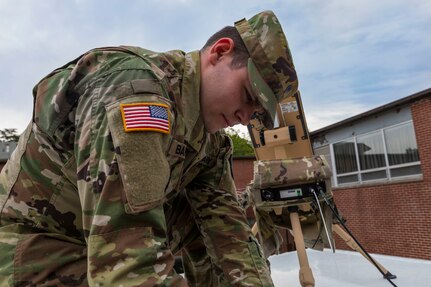 Signal Soldiers Practice Shooting Satellite