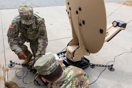 Signal Soldiers Practice Shooting Satellite