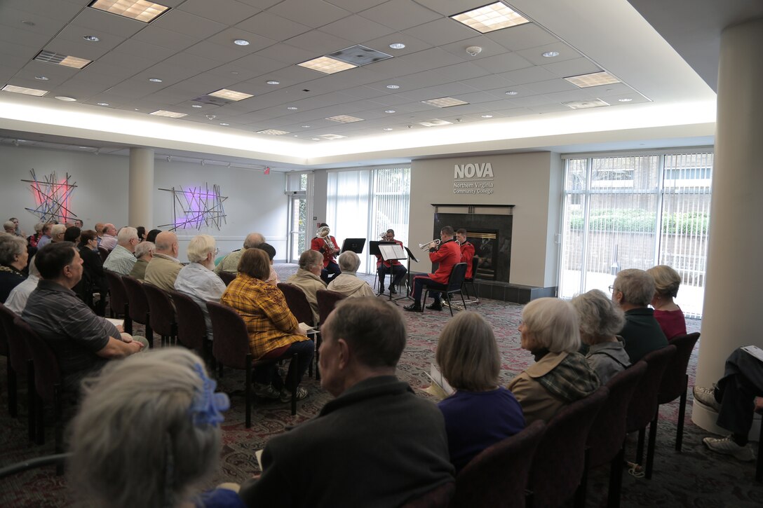 On April 14, 2019, the Marine Chamber Orchestra, conducted by Assistant Director Capt. Ryan J. Nowlin, performed Johann Sebastian Bach’s Suite No. 4 in D, BWV 1069; Wolfgang Amadeus Mozart’s Horn Concerto No. 2 in E-flat, K. 417; and Joseph Haydn’s Symphony No. 103, Drum Roll. The concert took place at the Rachel M. Schlesinger Concert Hall and Arts Center at Northern Virginia Community College in Alexandria, Va. (U.S. Marine Corps photo by Master Sgt. Kristin duBois/released)
