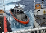 Crew members from the Coast Guard Cutter Munro (WMSL 755) launch on the cutter's 35-foot Cutter Boat to conduct fisheries boardings in the Central Pacific, Dec. 4, 2018. The Murno was on its first operational patrol and was en-route to Fiji to conduct operations the the Republic of Fiji Navy.