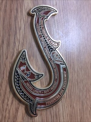 In November 2018 the Commander of U.S. Army Garrison-Kwajalein Atoll Col. James DeOre initiated a request and provided initial guidance for the design a new Commander’s Coin design.  Kara M. Larson, who works for the U.S. Army Corps of Engineers-Honolulu District as a project manager forward with customers in Kwajalein, took on the challenge. Shown here is the front side of the new USAG-Kwajalein Atoll command coin design by Larson.