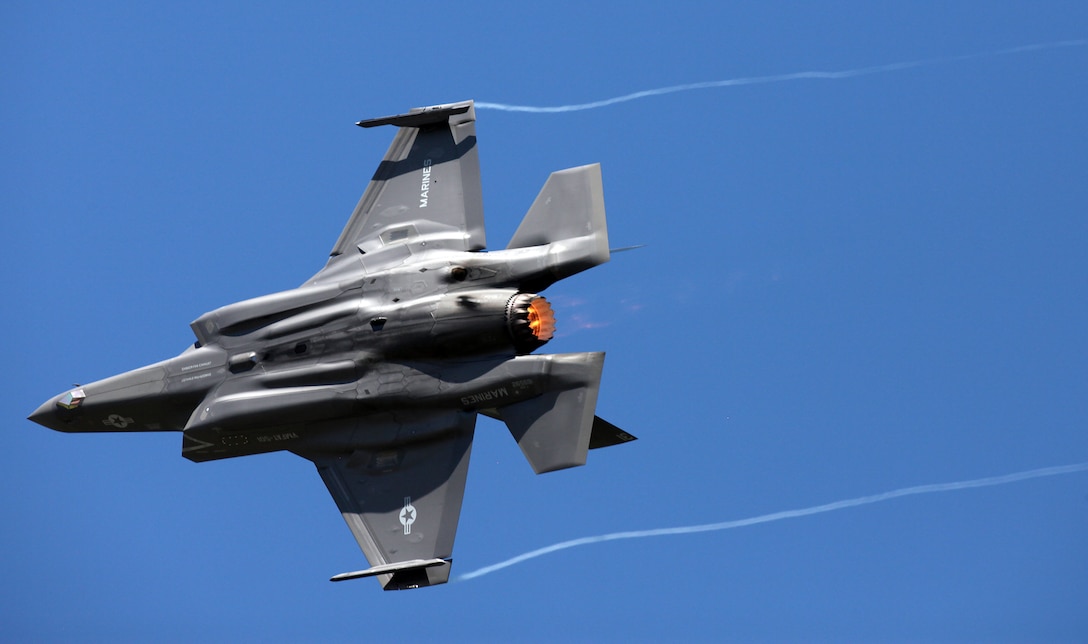 Pilots with Marine Fighter Attack Training Squadron 501 fly the F-35B Lightning II during the Marine Corps Air Station Beaufort Air Show, April 27. MCAS Beaufort hosts the air show in order to bring the community together and demonstrate U.S. Marine Corps Aviation Combat Element and Marine Air-Ground Task Force capabilities.