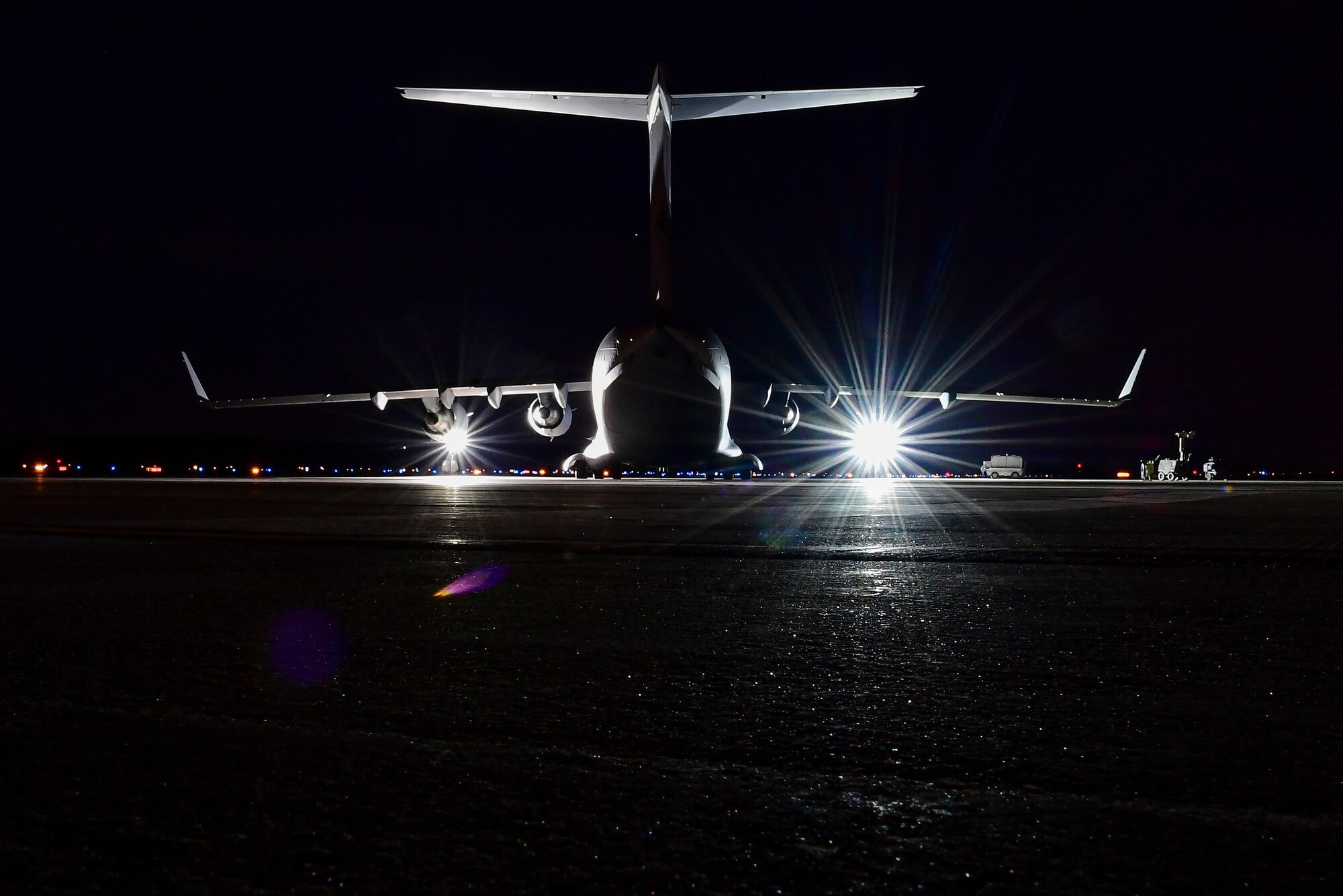 A C-17 Globemaster III assigned to the 911th Airlift Wing sits on the flightline at the Pittsburgh International Airport Air Reserve Station, Pennsylvania, April 16, 2019.