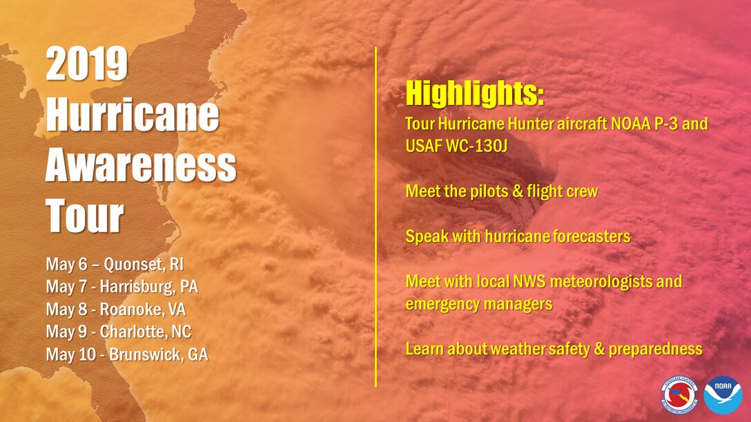 In an effort to build a Weather-Ready Nation ahead of this year’s Atlantic hurricane season, NOAA hurricane experts and the U.S. Air Force Reserve Hurricane Hunters will tour five eastern U.S. cities from May 6-10 to raise awareness of the importance of preparing for the upcoming hurricane season.