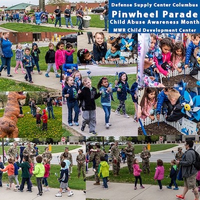 Collage of photos from the Pinwheel Parade