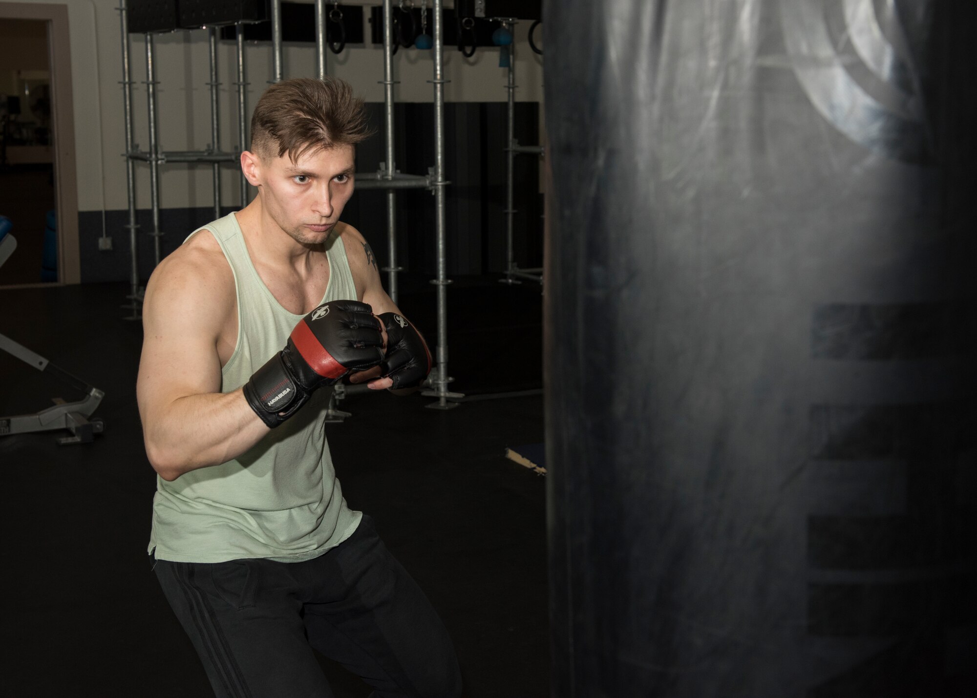 Senior Airman Tyler Flood, 366 CS, practices martial arts, March 4, 2019. Flood uses his training to keep himself mentally focused and in shape. (U.S. Air Force photo by Senior Airman Tyrell Hall)