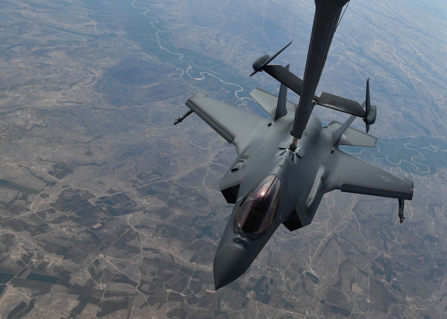 A photo of an F-35A Lightning II refueling.