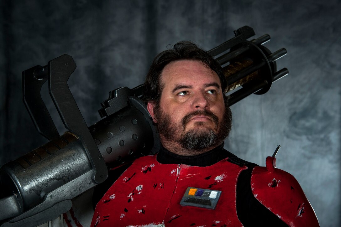Having been a fan of “Star Wars” for as long as he can remember, David Tischhauser, 823d Base Defense Squadron unit deployment manager, became a member of the 501st Legion in 2006, an all-volunteer organization that operates through contributions to the local community through costumed charity and volunteer work.
“I was four when the first “Star Wars” came out,” Tischhauser said. “I remember getting the toys for Christmas, and that was amazing. Like all kids growing up in the 70s and 80s with “Star Wars”, I wanted to be a storm trooper. I love costumes and I love Star Wars, so getting those two passions together by being in the 501st, the reaction you get from kids and adults, which they get to hang out with one of their favorite characters that they’ve grown up loving.
“We do a lot of charity events, making visits to children’s hospitals,” Tischhauser added. “Those kids are going through a tough time, and you get to see them crack a smile, and you know it’s because of you, that you get to be a light in their life, even in a small way. Growing up poor, we didn’t have a lot of money, that now that I have something to give, I want to give it. Because it’s so rewarding the joy we bring to the fans, to see their eyes light up, who’ll run up to you and say, “I love you ‘Star Wars!’” To me, that makes it all worthwhile.” (U.S. Air Force photo by Senior Airman Erick Requadt)