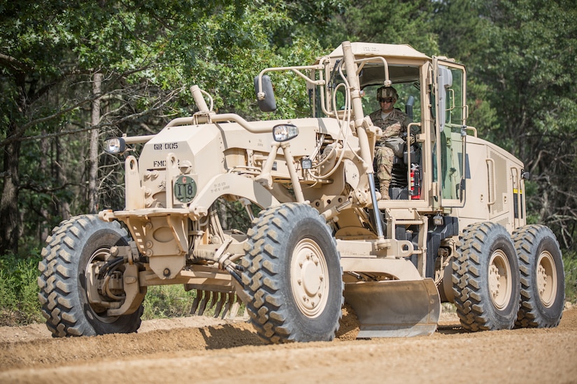 U.S. Army Reserve Soldier from the 808th Engineer Company, 416th Engineer Command, operates a 120M Motor Grader during Combat Support Training Exercise (CSTX) 86-18-02 at Fort McCoy, Wis., August 18, 2018.