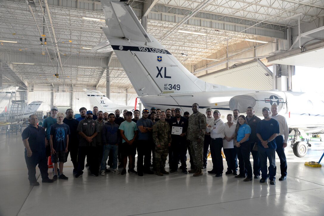 Danny Hernandez, a 47th Maintenance Directorate aircraft mechanic, was chosen by wing leadership to be the “XLer of the Week”, for the week of July 22, 2019, at Laughlin Air Force Base, Texas. The “XLer of the Week” award, presented by Col. Lee Gentile, the 47th Flying Training Wing commander, and Chief Master Sgt. Robert Zackery III, the 47 FTW command chief master sergeant, is given to those who consistently make outstanding contributions to their unit and the Laughlin mission. (U.S. Air Force photo by Senior Airman John A. Crawford)