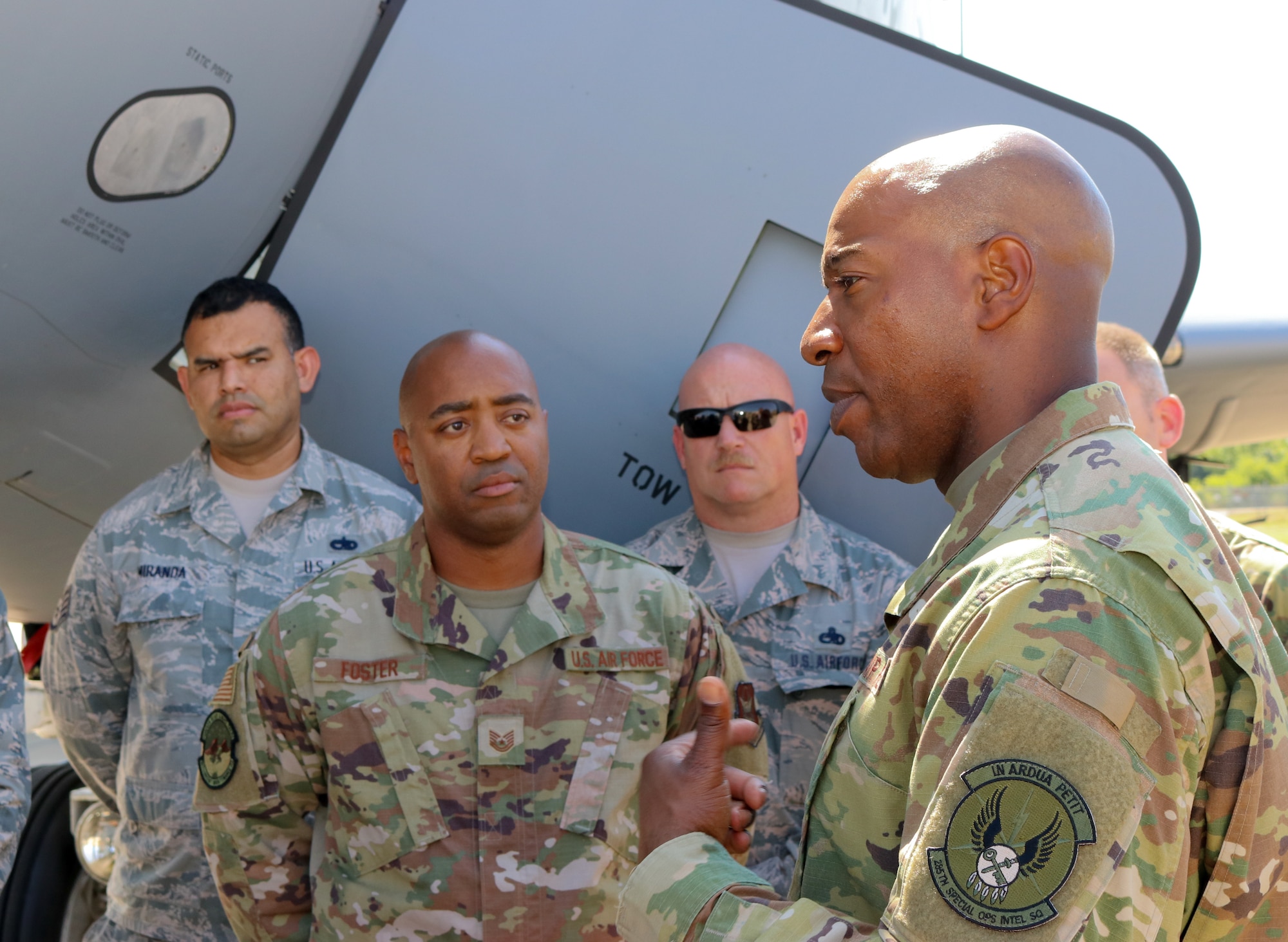 Chief Master Sgt. of the Air Force Kaleth O. Wright visits the 507th Air Refueling Wing, July 31, 2019 at Tinker Air Force Base, Oklahoma. Wright met with wing leadership to discuss total force integration as well as to meet the Airman of the 507th ARW. (U.S. Air Force photo by Senior Airman Mary Begy)