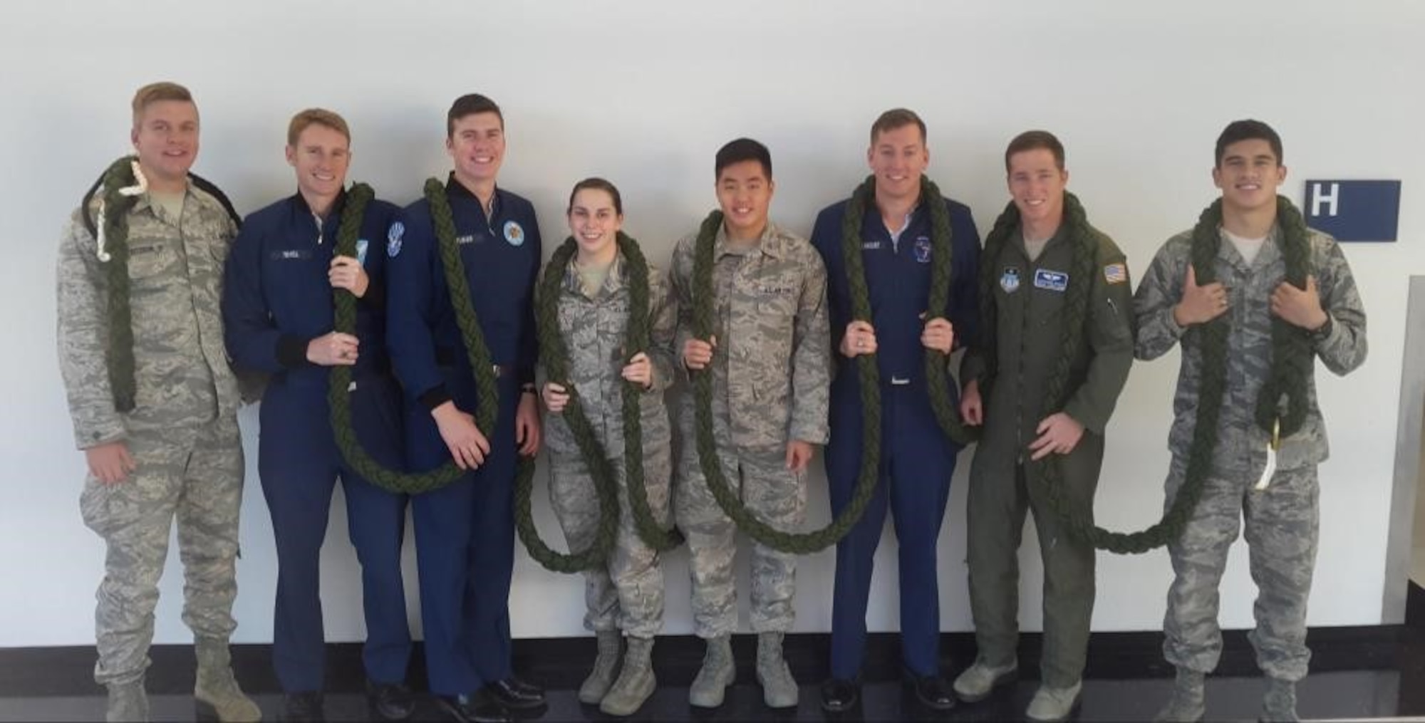 The team of Air Force Academy cadets responsible for developing the Auto Belay Insertion System in 2016, which was recently awarded three patents by the U.S. Patent and Trademark Office. ABIS allows operators to engage a one-handed brake without compromising rapid descent and emergency detachment from the rope in hostile environments. (Courtesy Photos)