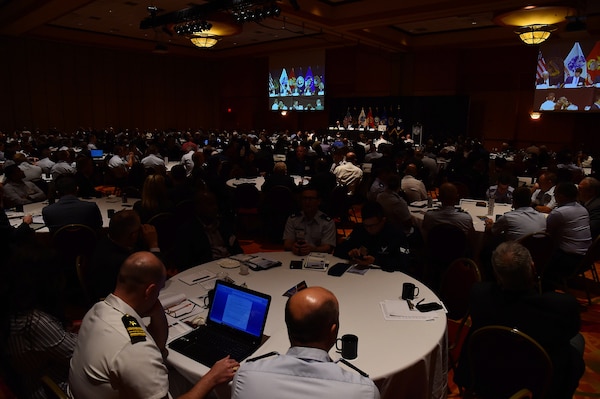 The audience listens to a panel discussion on “How Does Economic Entanglement Affect Competition and Deterrence?” at the 2019 United States Strategic Command Deterrence Symposium at La Vista Conference Center in La Vista, Neb., July 31, 2019. The military and industry panel participants include; Dr. Hilton Root, Professor, George Mason Schar School of Policy & Government, George Mason University; Dr. Jonathan Ward, Atlas Organization; Dr. Thomas Oatley, Professor & Corasaniti–Zondorak Chair in International Relations, Tulane University; Dr. Benn Steil, Senior Fellow and Director International Economics, Council on Foreign Relations; and Ms. Linda Specht, Political Advisor, U.S. Strategic Command. This annual symposium draws academic, government, military and international experts with the goal of creating a forum to explore a broad range of deterrence issues and thinking.