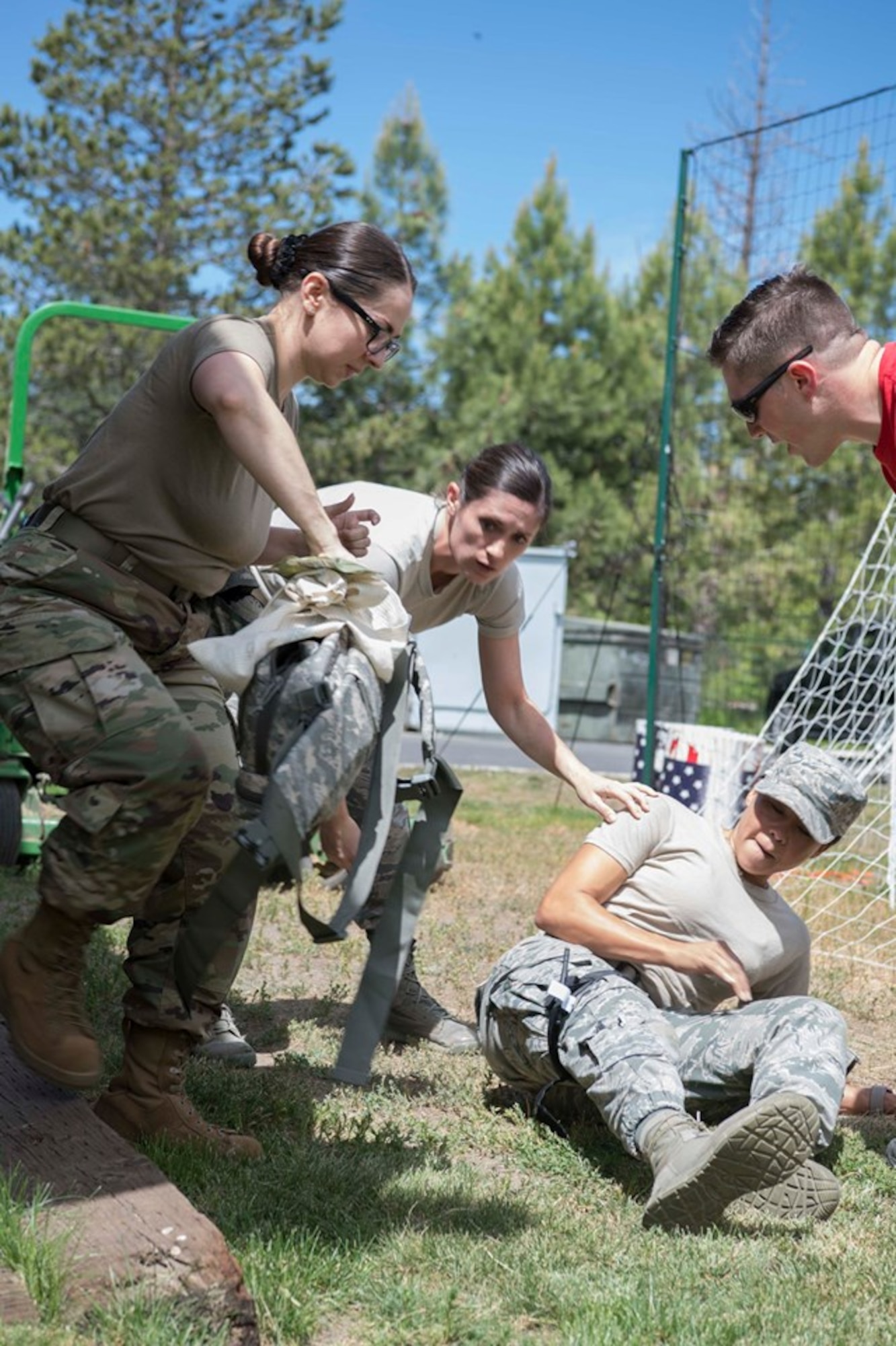 Members of the 149th Medical Group participate in Tactical Combat Casualty Care training at Coast Guard Station Lake Tahoe, Nev. June 16, 2019.