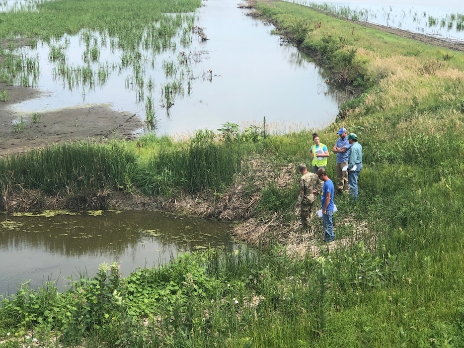 USACE Engineering and Construction Team and the Local Levee Sponsor conducting the Plan In-Hand Review on the L-561 Nishnabotna Levee July 30, 2019.