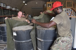 Soldiers of the 861st Quartermaster Company, U.S. Army Reserve, operating in Qatar under the 77th Sustainment Brigade, have been preparing aerial drops for delivery across the U.S. Central Command area of operations.