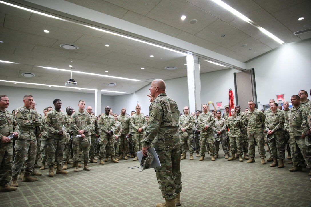 The Delaware National Guard held a deployment ceremony for 250 of the Delaware Army National Guard’s 198th Expeditionary Signal Battalion Soldiers at the Delaware State University Football Stadium in Dover, Del., August 3, 2019.
