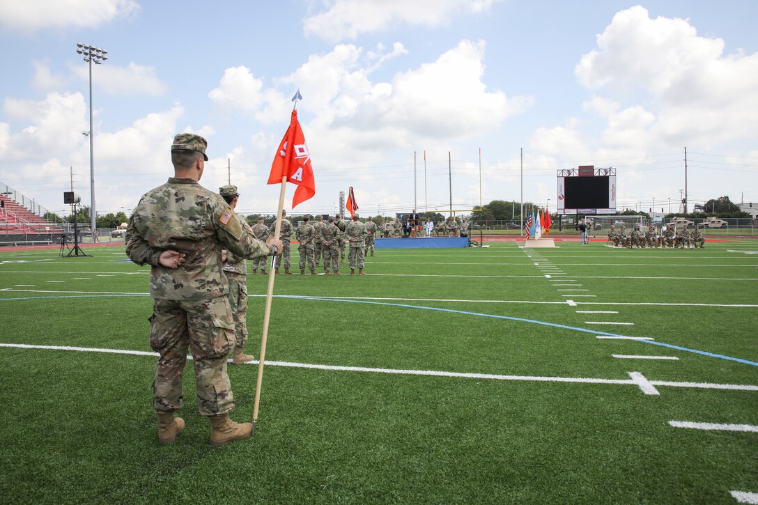 The Delaware National Guard held a deployment ceremony for 250 of the Delaware Army National Guard’s 198th Expeditionary Signal Battalion Soldiers at the Delaware State University Football Stadium in Dover, Del., August 3, 2019.