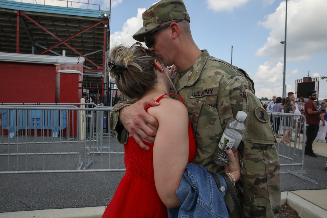 The Delaware National Guard held a deployment ceremony for 250 of the Delaware Army National Guard’s 198th Expeditionary Signal Battalion Soldiers at the Delaware State University Football Stadium in Dover, Del., August 3, 2019.