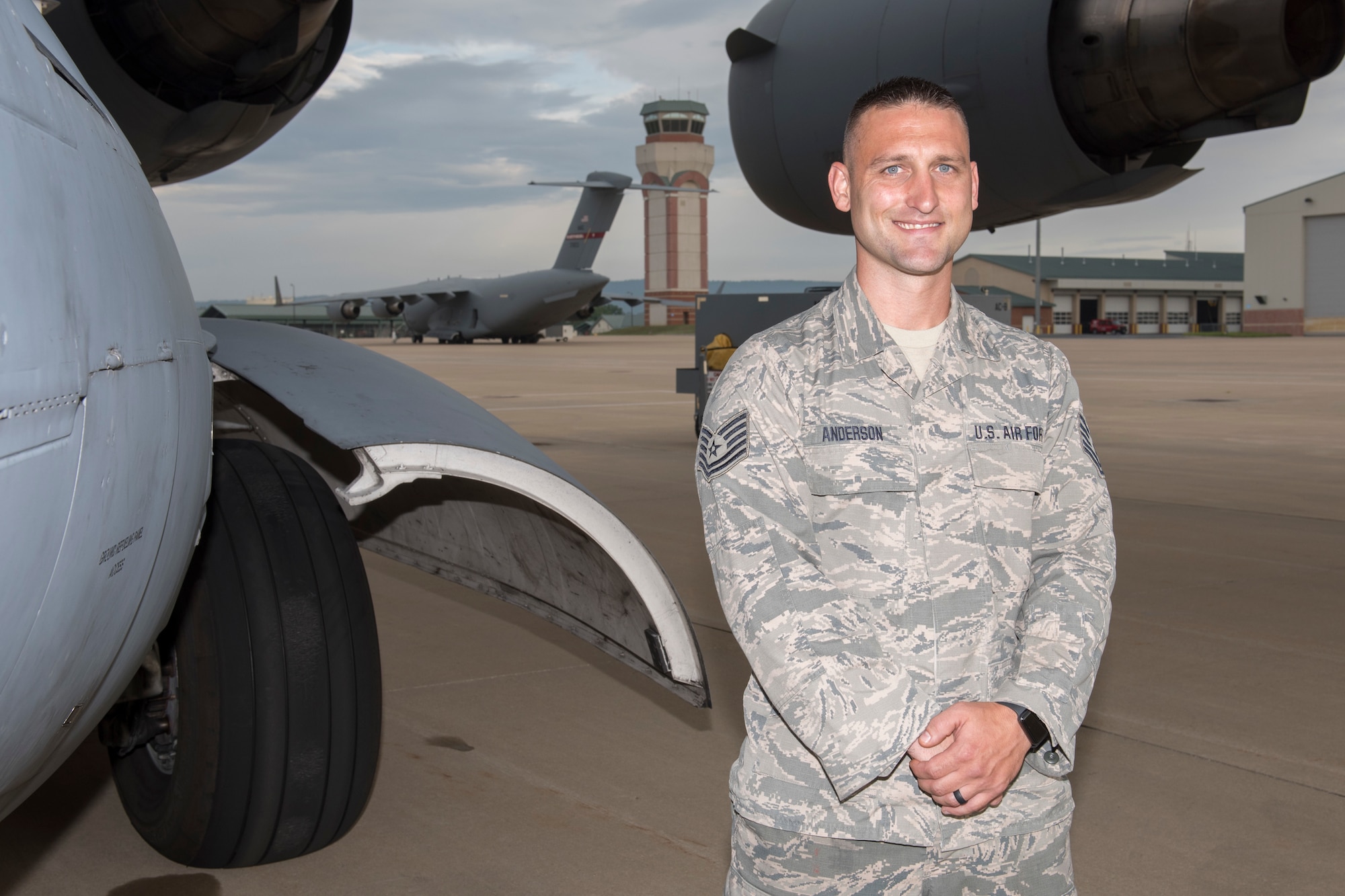 Tech.Sgt. Joshua Anderson is a crew chief for the 167th Aircraft Maintenance Squadron and is the 167th Airlift Wing's Airman Spotlight for August 2019. (U.S. Air National Guard photo by Senior Master Sgt. Emily Beightol-Deyerle)