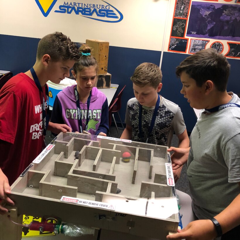Six to 14-year-old children of 167th Airlift Wing members participated in STARBASE Martinsburg summer camps in July and early August 2019. The week-long camps focused on science, technology, engineering and math activities. This year marks the 15th year for the camps. (photo courtesy of STARBASE Martinsburg)