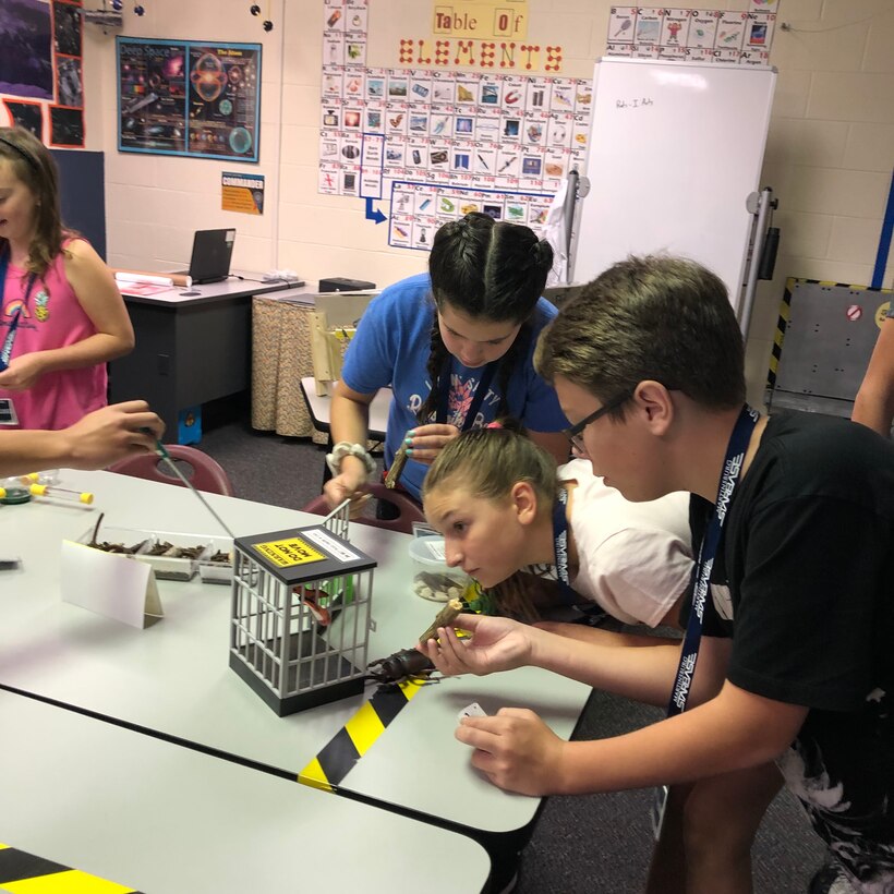 Six to 14-year-old children of 167th Airlift Wing members participated in STARBASE Martinsburg summer camps in July and early August 2019. The week-long camps focused on science, technology, engineering and math activities. This year marks the 15th year for the camps. (U.S. Air National Guard photo by Senior Master Sgt. Emily Beightol-Deyerle)