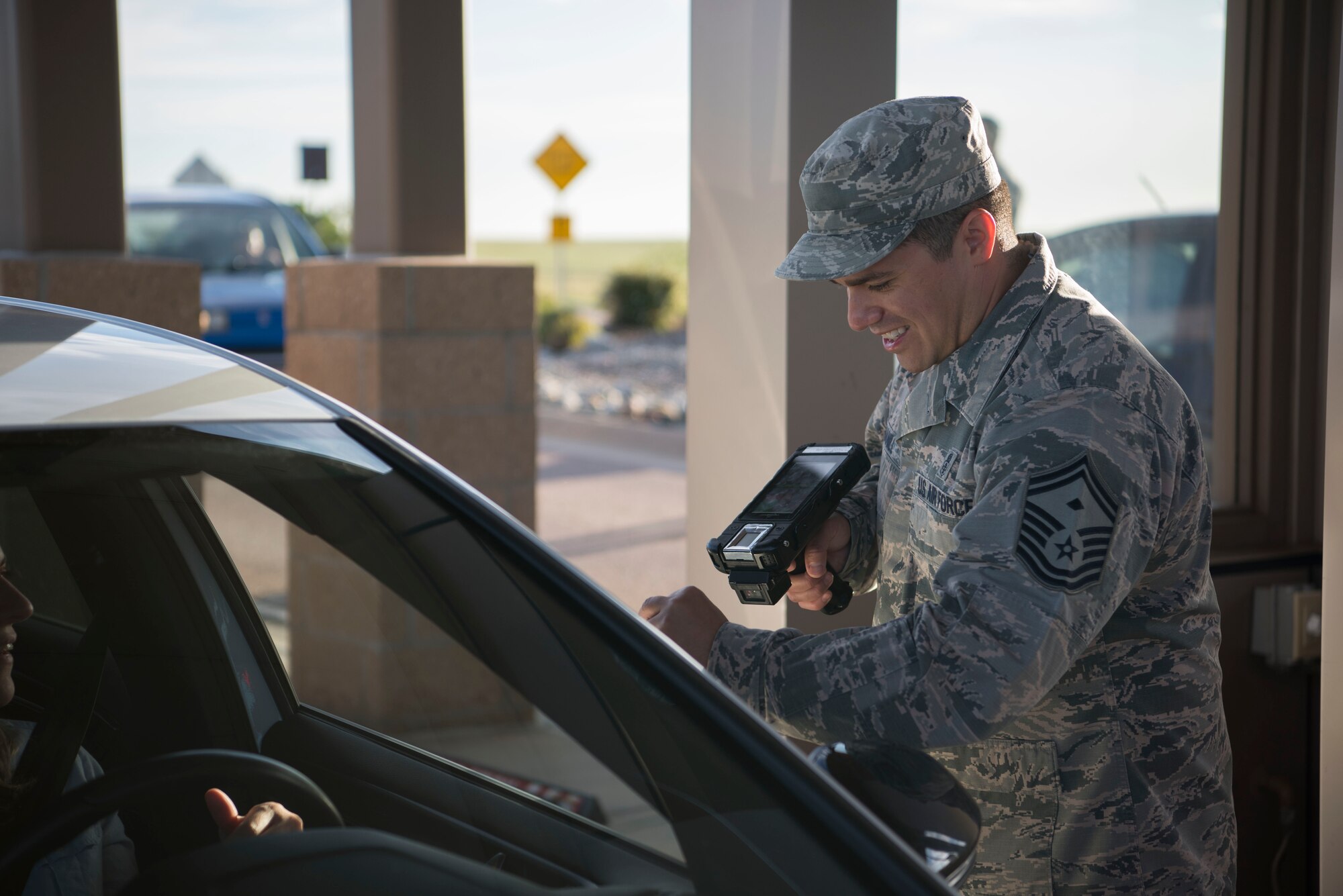 First sergeants check IDs at Schriever AFB gate > Air Force Test Center