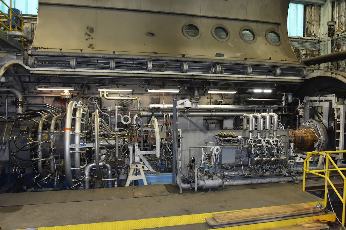 The AEDC Aerodynamic and Propulsion Test Unit at Arnold Air Force Base supports recent testing for the Air Force Research Laboratory Medium Scale Critical Components Scramjet program. The Northrop Grumman-produced engine was successfully operated at conditions above Mach 4 and has set the record for highest thrust produced by an air-breathing hypersonic engine in Air Force history. (U.S. Air Force photo)