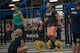Lt. Col. Anthony Kurz, a member of the U.S. Army Warrior Fitness Team assigned to the Asymmetric Warfare Group in Fort Meade, Md., competes in the Men's Masters (40-44) Division at the 2019 CrossFit Games in Madison, Wis., Aug. 3, 2019. During his second event, Kurz had to complete three rope climbs 15 front squats, and 60 double-unders over five rounds for time. (Photo Credit: Devon L. Suits)