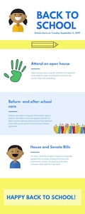 School starts Sept. 3, 2019 for the Hampton Roads area. This infographic explains some of the programs that parents can use to help their children prepare for school. (U.S. Air Force Infographic by Airman 1st Class Sarah Dowe)