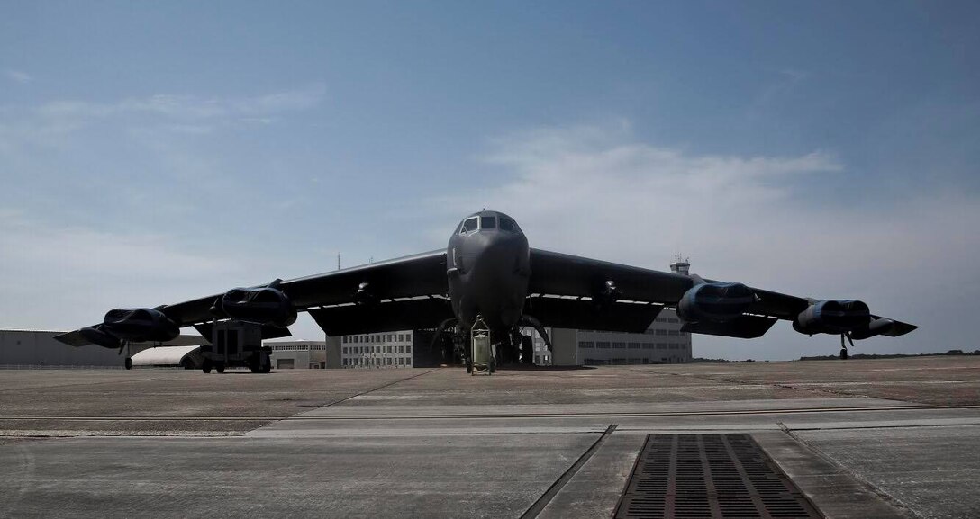 A B-52 from Barksdale Air Force Base, La. sits on the ramp at Eglin Air Force Base, Fla. on July 30, 2016. Aircrew brought the 53rd Wing bombers to allow wing personnel an opportunity to see one of their geographically separated aircraft up close. (U.S. Army photo/SGT Michael Parnell)