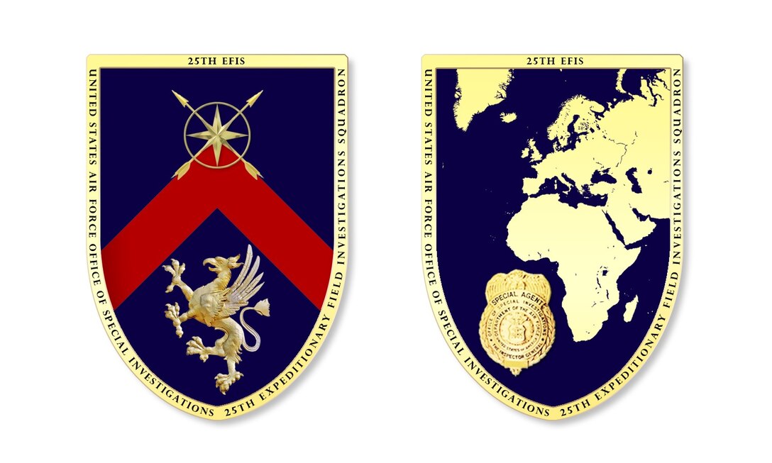 The Air Force Office of Special Investigations Expeditionary Detachment 2502 team from the 25th Expeditionary Field Investigations Squadron, Ramstein Air Base, Germany, coordinated with Burkinabe security forces to expedite U.S. access to Air Base 511, enabling medical personnel to create a casualty collection point. (25 EFIS patch)