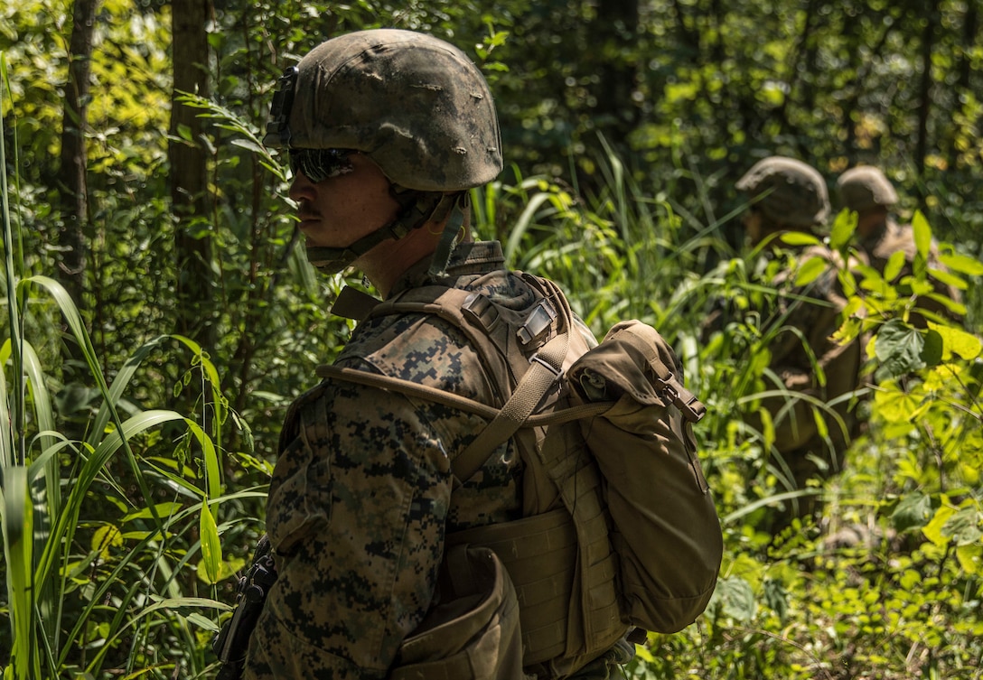 Lima Company patrols stealthily in Fort Knox, Kentucky