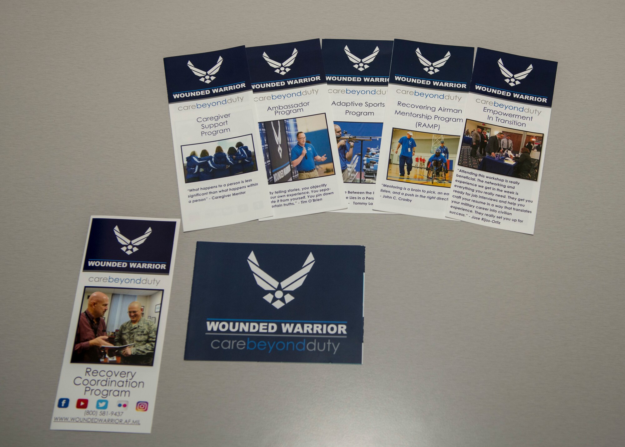 The Air Force defines a Wounded Warrior as any Airman who is seriously wounded, ill or injured that may require a Medical Evaluation Board or Physical Evaluation Board to determine fitness for duty. As of July 1, 2019, the AFW2 program has an active population of 3,569, made up of 875 illnesses, 1,867 psychological wounds and 827 physical wounds. Eighty-five percent of the current enrollments are non-combat related. (U.S. Air Force photo by Airman 1st Class Kindra Stewart)