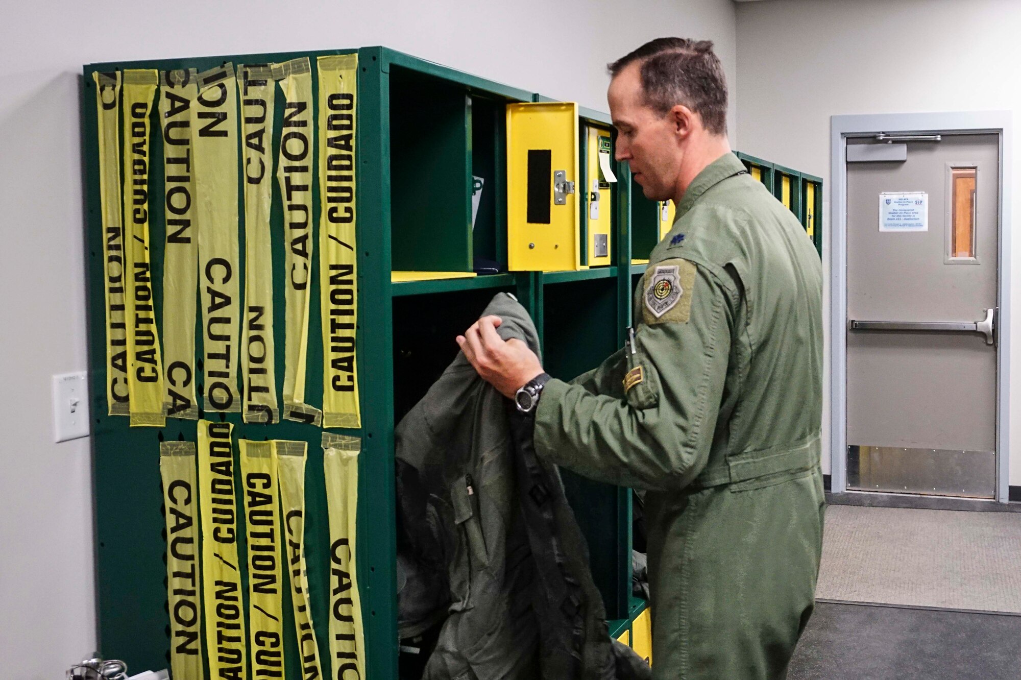 Lt. Col. Benjamin Harrison, F-35 pilot and 466th Fighter Squadron commander, suits up for a routine training flight during the 419th FW’s August Unit Training Assembly weekend