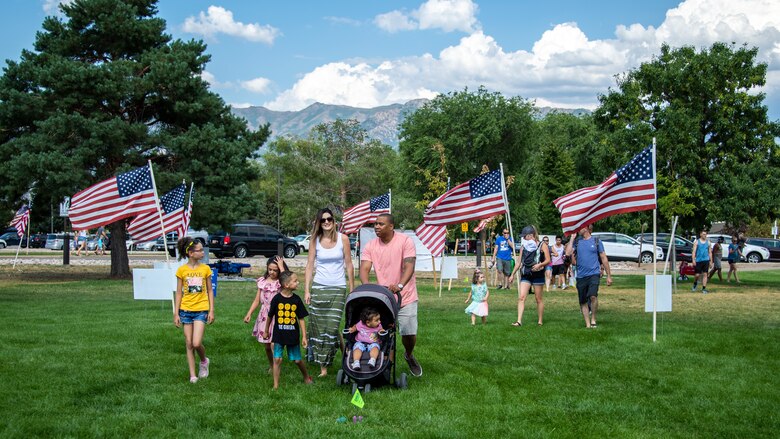 Families gather for the annual Salute Picnic at Hill Air Force Base, Utah, Aug. 2, 2019. This was the 19th year the Top of Utah Military Affairs Committee sponsored the event for Hill's military and family members. The first event was held December 2001 as a welcome home celebration for military deployed following 9/11. (U.S. Air Force photo by R. Nial Bradshaw)
