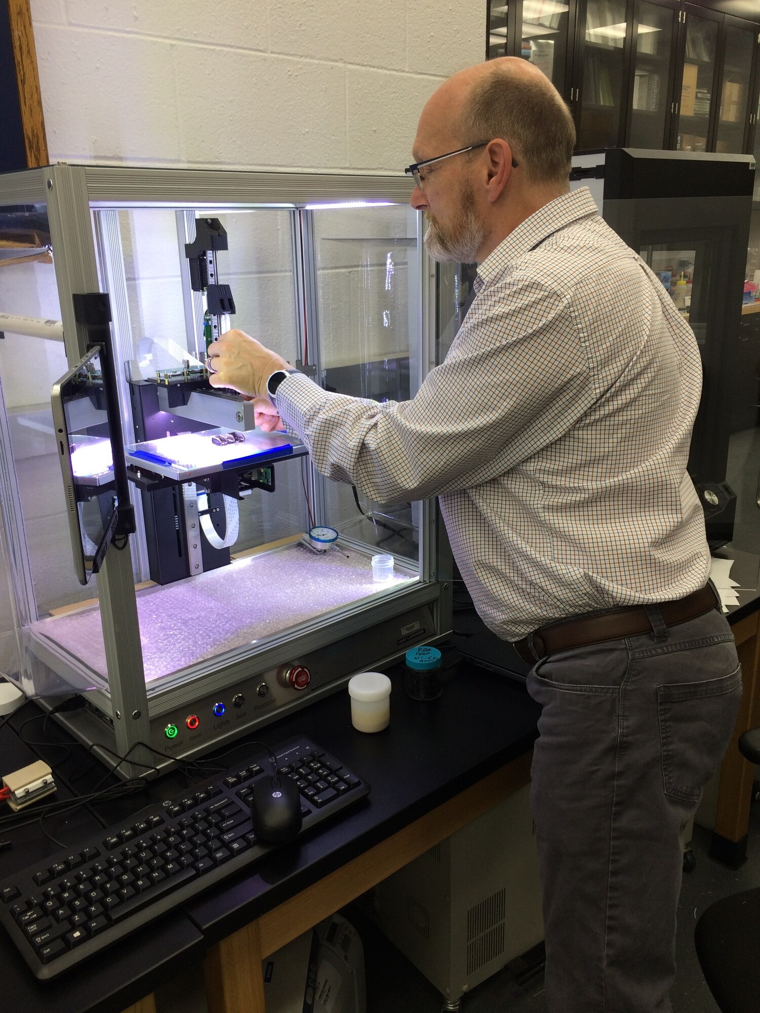 Dr. Hilmar Koerner of the Air Force Research Laboratory, was elected to the 2019 Class of the American Chemical Society of Fellows. He uses a 3D printer to print epoxy carbon fiber reinforced inks.