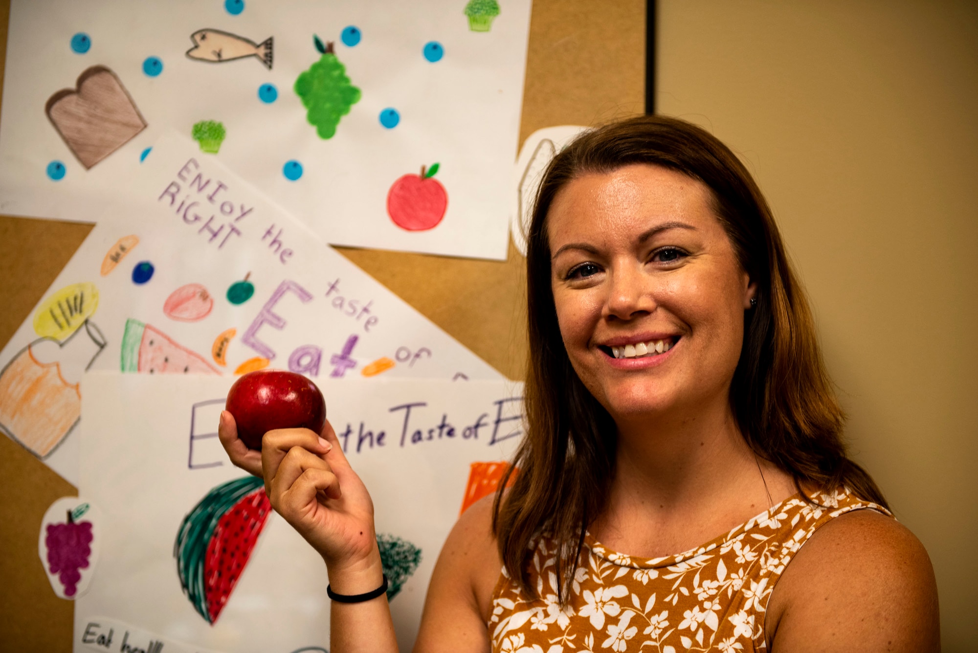 Sandra Stuart, 23d Medical Group health promotion dietitian, poses for a photo, Aug. 1, 2019, at Moody Air Force Base, Ga. As the base dietitian, Stuart provides dietary counsel and offers a variety of sustainable wellness practices to help keep Team Moody fit to fight. (U.S. Air Force photo by Senior Airman Erick Requadt)
