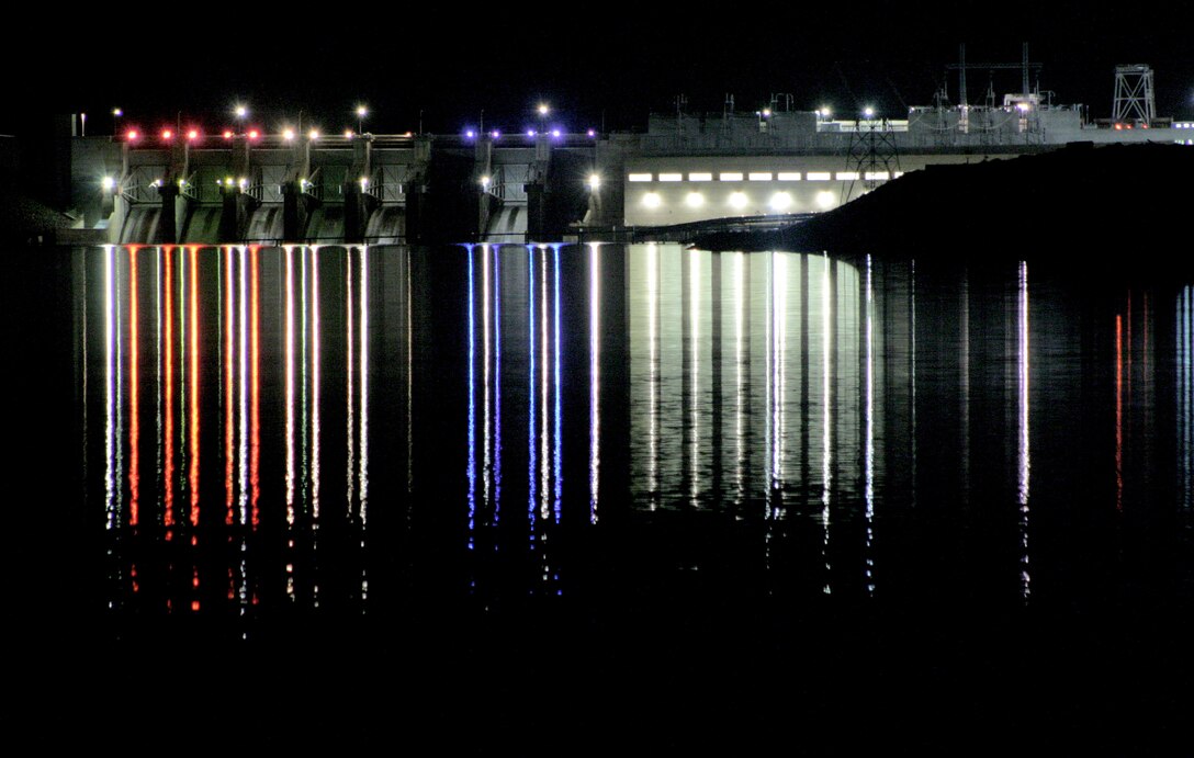 Little Goose Lock and Dam at night