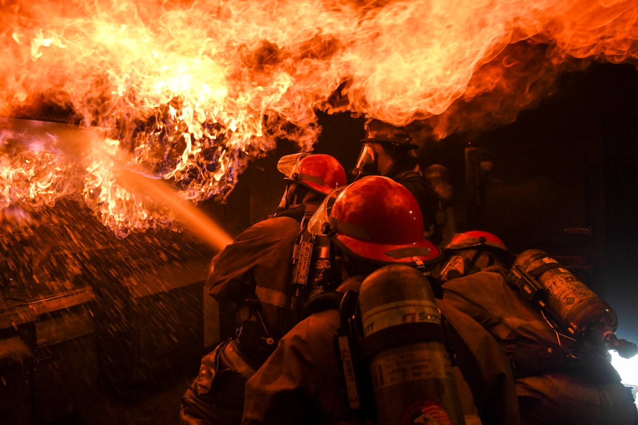 Firefighters fight blaze