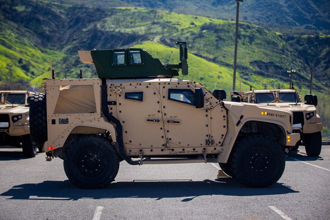 The Marine Corps’ Joint Light Tactical Vehicles has achieved initial operational capability. The JLTV will fully replace the Marine Corps’ aging High Mobility Multipurpose Wheeled Vehicle fleet. It comes in different variants with multiple mission package configurations, all providing protected, sustained, networked mobility that balances payload, performance and protection across the full range of military operations. (U.S. Marine Corps photo by Cpl. Juan Bustos)